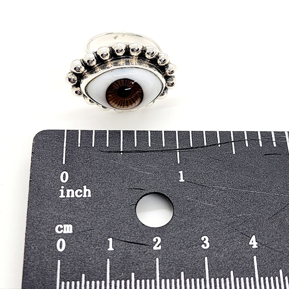 Brown Lover's Eye Sterling Silver Adjustable Ring - Picture 6 of 7